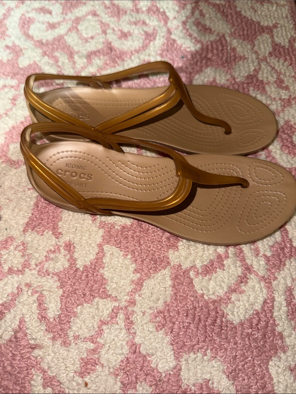 CROCS Women's Tan Jelly Thong Sandals with Back Strap